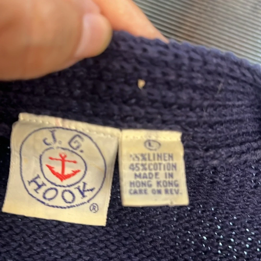 Navy Blue Women's Sweater with Floral Pattern vintage JG Hook - Picture 4 of 5